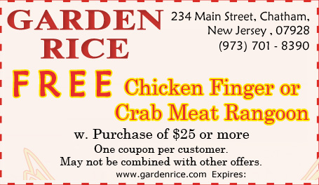 FREE Chicken Finger or Crab Meat Rangoon