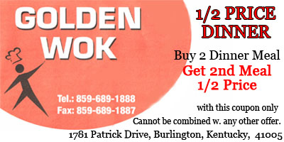 1/2 PRICE DINNER