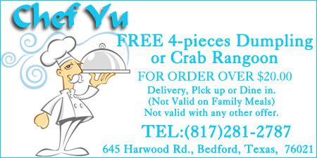 FREE 4-pieces Dumpling or Crab Rangoon